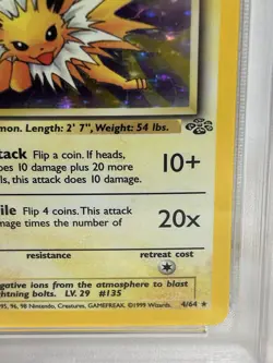 1999 Pokemon Jungle Jolteon Halo 1st Edition PSA 9 Mint - Image 5