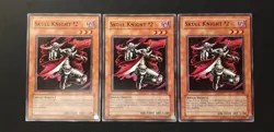 Yu-Gi-Oh! 3x Skull Knight #2, LOD-006, Common, 2. Edition, Englisch, NM/EX/GD - Image 1
