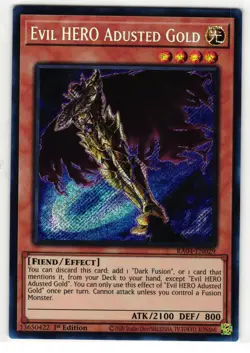 EVIL HERO ADUSTED GOLD RA04-EN029 SECRET RARE YU-GI-OH TCG - Image 1