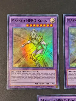 Yugioh TCG - 3x Masked Hero Koga - SDHS-EN042 - NM/LP - 1st Edition - Super Rare - Image 5