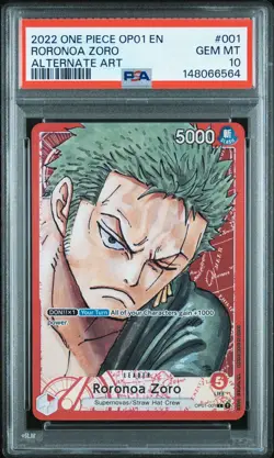 Roronoa Zoro Alternate Art - Romance Dawn OP01 #001 One Piece English PSA 10 - Image 1