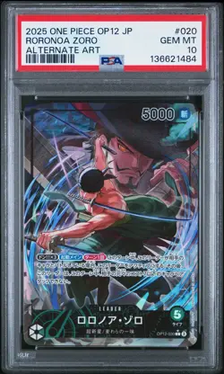 2025 ONE PIECE JPN OP12-LEGACY OF THE MASTER ALTERNATE ART RORONOA ZORO PSA 10 - Image 1