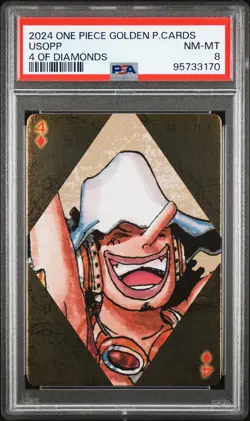 PSA 8 Usopp 4 Of Diamonds One Piece Golden Playing Cards The Straw Hat Crew - Image 1