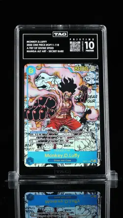 One Piece Card Monkey.D.Luffy Snake Man OP11-118 MANGA TAG PRISTINE 10 POP 1 - Image 1