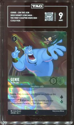 Disney Lorcana Genie On the Job Enchanted Graded TAG 9 *Double Sword* - Image 3