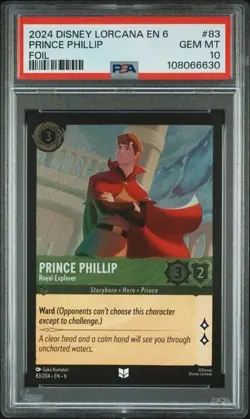 2024 Disney Lorcana EN6 Prince Phillip Royal Explorer FOIL PSA 10 GEM Uncommon - Image 1