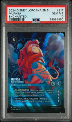 2024 DISNEY LORCANA EN 5-SHIMMERING SKIES MUFASA - RULER OF PRIDE ROCK PSA 10 - Image 1