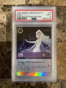 DISNEY LORCANA D100 COLLECTOR'S EDITION #19, ELSA - GLOVES OFF PSA 9 - Image 1