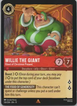 Disney Lorcana Winterspell (11) #126/204 Willie the Giant - Ghost of Christmas P - Image 1