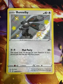 Pokemon TCG Bunnelby SV097/SV122 Shining Fates Shiny Vault Holo Card - Image 1