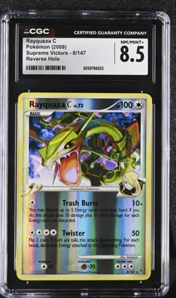 CGC 8.5 Rayquaza C 8/147 Reverse Holo Supreme Victors Pokemon Card 2009 - Image 1