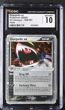 CGC 10 Sharpedo ex 104/107 EX Deoxys Holo Pokemon Card 2005 - Image 1