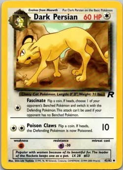 Team Rocket #42/82 Dark Persian Pokemon Moderately Played - Image 1