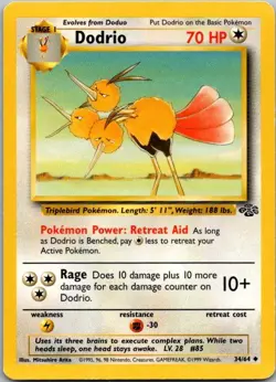 Jungle #34/64 Dodrio Pokemon Moderately Played - Image 1