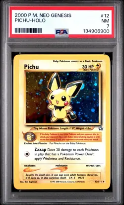 2000 Pokemon Pichu 12/111 Neo Genesis Holo PSA 7 - Image 1