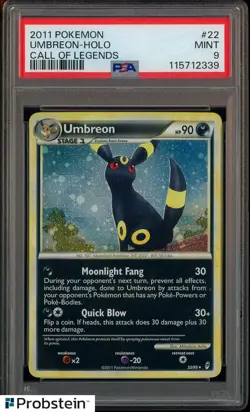 2011 Pokemon Call of Legends #22 Umbreon Holo PSA 9 MINT - Image 1