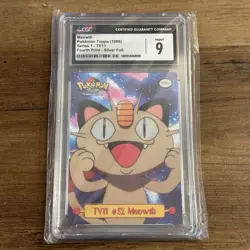 Meowth Pokemon Topps 1999 Series 1 TV11 #52 CGC 9 MINT Silver Foil - Image 1