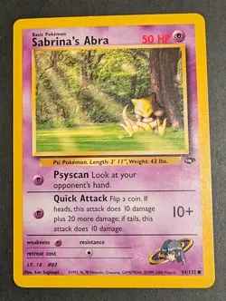 Pokemon TCG Sabrina's Abra 94/132 Gym Challenge Regular Unlimited LP - Image 1