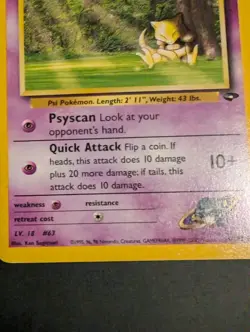 Pokemon TCG Sabrina's Abra 94/132 Gym Challenge Regular Unlimited LP - Image 2