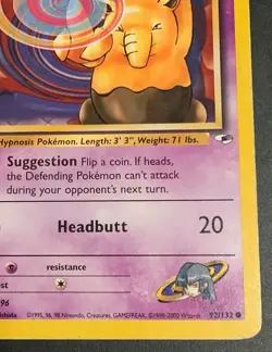 Pokemon TCG - Sabrina's Drowzee - 92/132 - Gym Heroes - MP Common (2000) - Image 2
