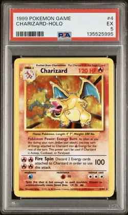 1999 POKEMON BASE SET UNLIMITED #4 CHARIZARD-HOLO PSA 5 🔥 - Image 4