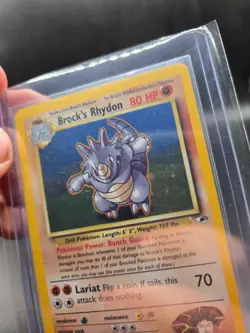 Pokemon TCG Brock's Rhydon Gym Heroes 2/132 Holo Unlimited Holo Rare LP - Image 2