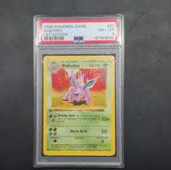 1999 Pokemon Base Set Shadowless 1st Edition Nidorino PSA 8 037/102 - Image 1