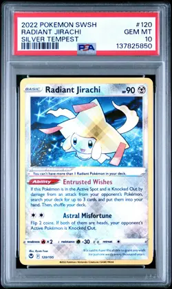 2022 POKEMON SWORD & SHIELD SILVER TEMPEST #120 RADIANT JIRACHI PSA 10 - Image 1