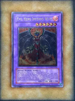 Yugioh Evil Hero Inferno Wing GLAS-EN038 Ultimate Rare LP - Image 1