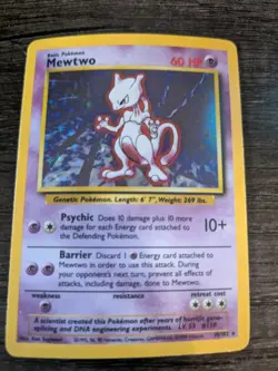 Pokemon Base Set Mewtwo Holo Rare Card 10/102 - Image 1