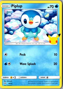 Piplup - 20/25 020/025 Promo McDonald's 25th Anniversary Promos LP Pokemon Card - Image 1