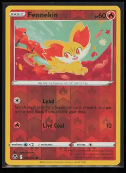 Fennekin 025/195 Pokemon Silver Tempest Common Near Mint Reverse Holo Card - Image 1