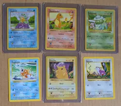 Pokemon Card Shadowless Base Set Bundle Common Charmander Squirtle Pikachu 102 - Image 1