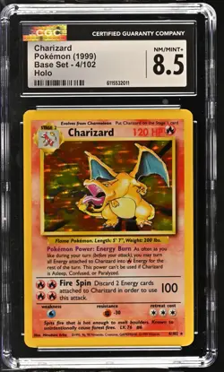 CGC 8.5 Charizard 1999 Base Set 4/102 Holo Pokemon Card - Image 1