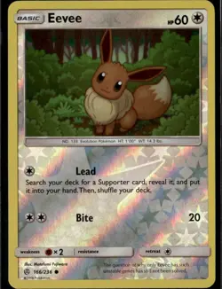 Eevee - Common SM - Cosmic Eclipse 166/236 Colorless Reverse Holo Pokemon Card - Image 1