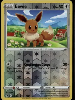 Eevee Common SWSH08: Fusion Strike 205/264 Colorless Reverse Holo Pokemon Card - Image 1