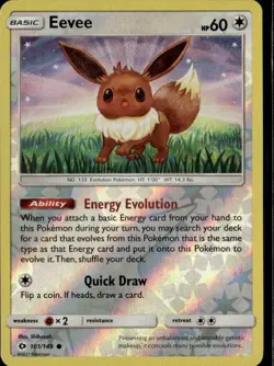 Eevee Common SM Base Set 101/149 Colorless Reverse Holo Pokemon Card - Image 1