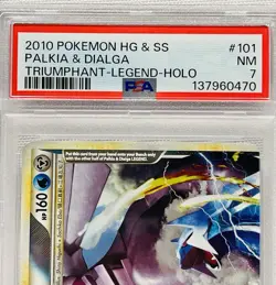 2010 Pokemon Heartgold and Soulsilver Triumphant Dialga/Palkia Legend PSA 7 - Image 5