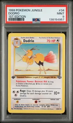 1999 Pokemon Jungle 1st Edition Dodrio 34 FRESHL GRADED PSA 9 MINT - Image 1