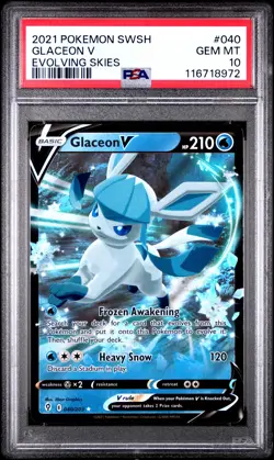 2021 POKEMON SWORD & SHIELD EVOLVING SKIES #040 GLACEON V PSA 10 - Image 1