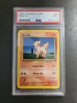 1999 Pokemon Base Set Unlimited Ponyta 60/102 PSA 9 MINT - Image 1