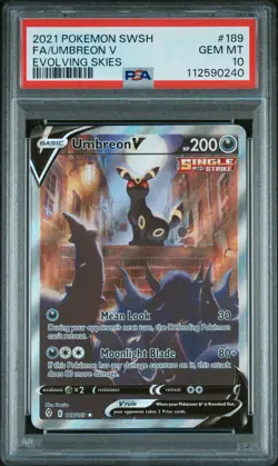 2021 POKEMON SWORD & SHIELD EVOLVING SKIES #189 FULL ART/UMBREON V PSA 10 - Image 1