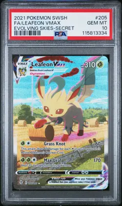 2021 POKEMON SWORD & SHIELD EVOLVING SKIES SECRET FULL ART/LEAFEON VMAX PSA 10 - Image 1