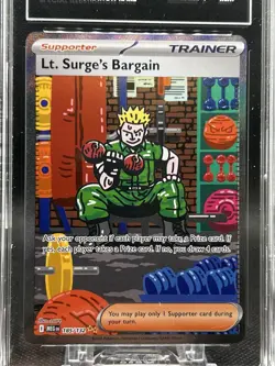 ✨TAG MINT 9 ✨LT. SURGE’S BARGAIN 2025 POKEMON MEGA EVOLUTION 185/132 SIR - Image 2