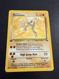 Pokemon TCG Hitmonlee 1st Edition Holo Rare Card Fossil, 7/62 - Image 1