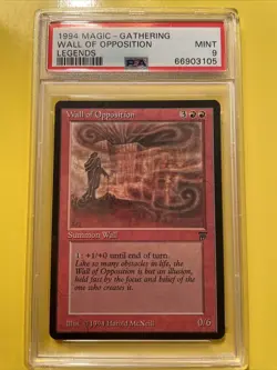 MAGIC THE GATHERING: WALL OF OPPOSITION 🔥PSA 9 MINT🔥LEGENDS - 1994 MTG - Image 2