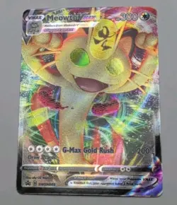 Pokemon TCG SWSH005 Meowth VMAX Full Art Promo Card LP - Image 1