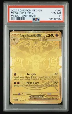 Pokemon TCG Mega Lucario Ex Hyper Rare PSA 10 - Image 1
