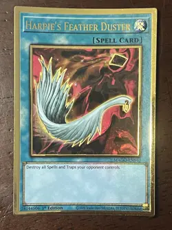 Harpie's Feather Duster MAGO-EN042 YuGiOh Maximum Gold 1st Edition GOLD RARE - Image 1