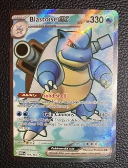 Pokemon TCG Blastoise EX Holo Ultra Rare Card Scarlet VIOLET-151, 184/165 - Image 1